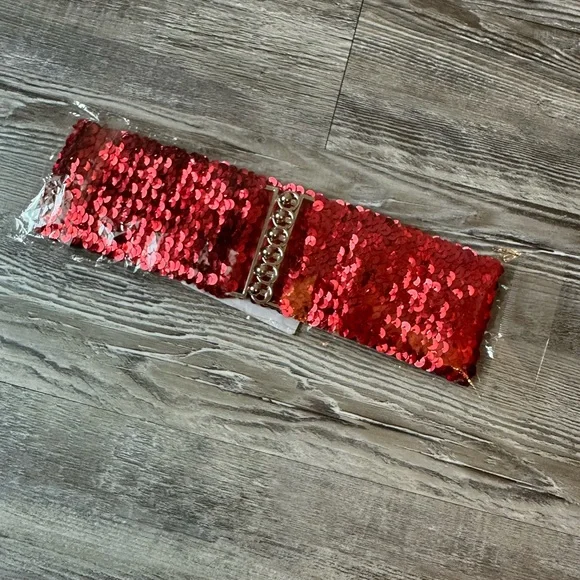 Red Sequin Belt - Picture 3 of 6